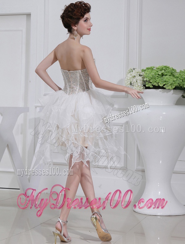 2016 A-line Sweetheart Sequins Ruffles Wedding Dress in Knee-length