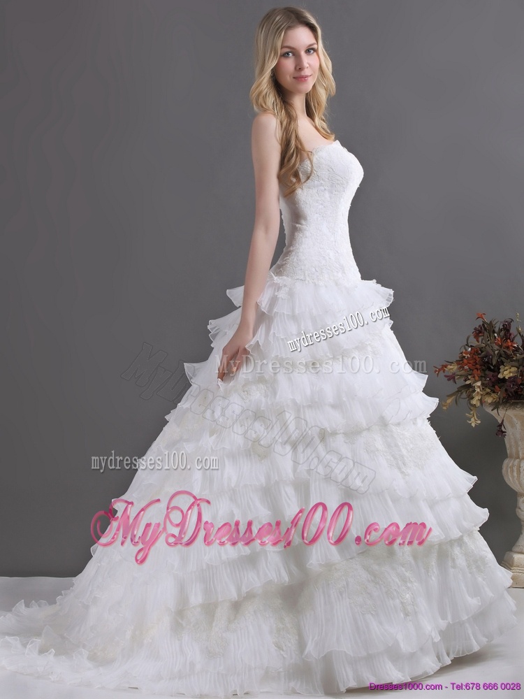 2016 Brand New Sweetheart Wedding Dress with Lace and Ruffles