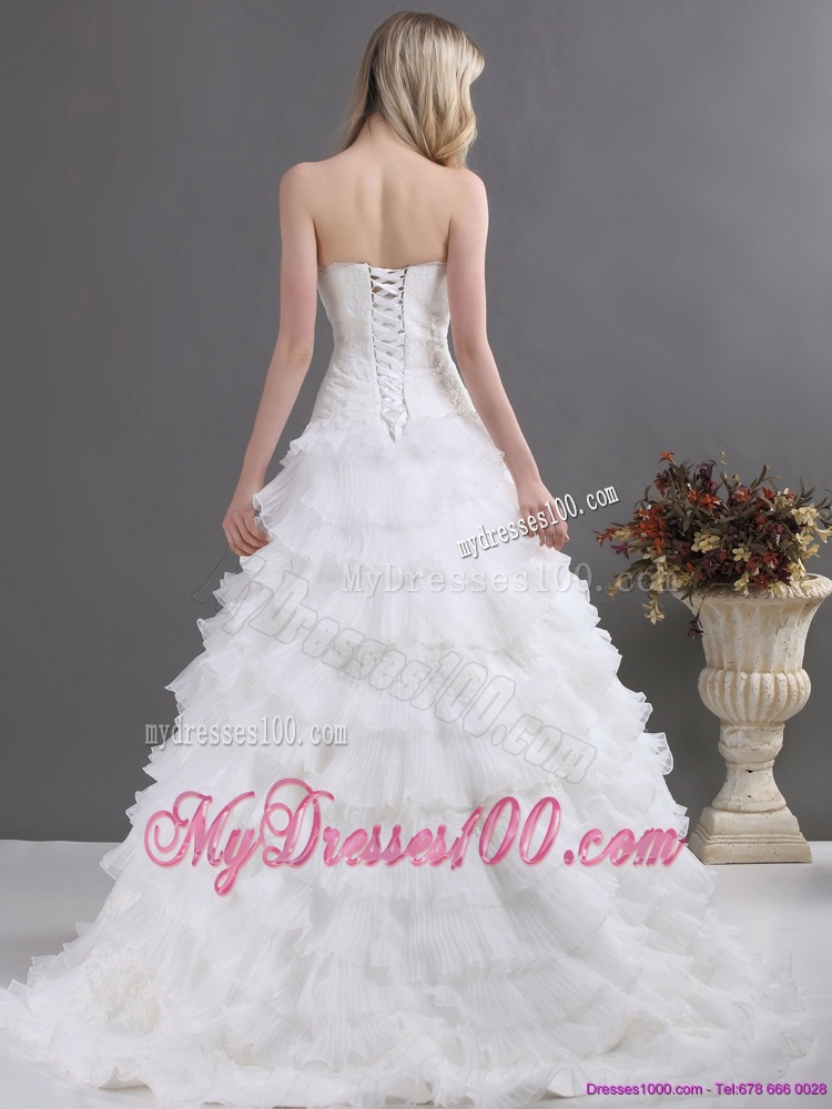 2016 Brand New Sweetheart Wedding Dress with Lace and Ruffles