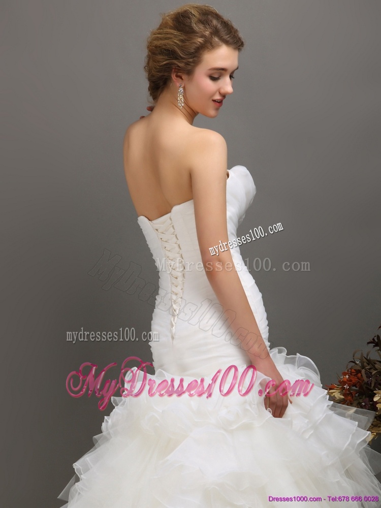 2016 Classical Sweetheart Wedding Dress with Ruching and Ruffles
