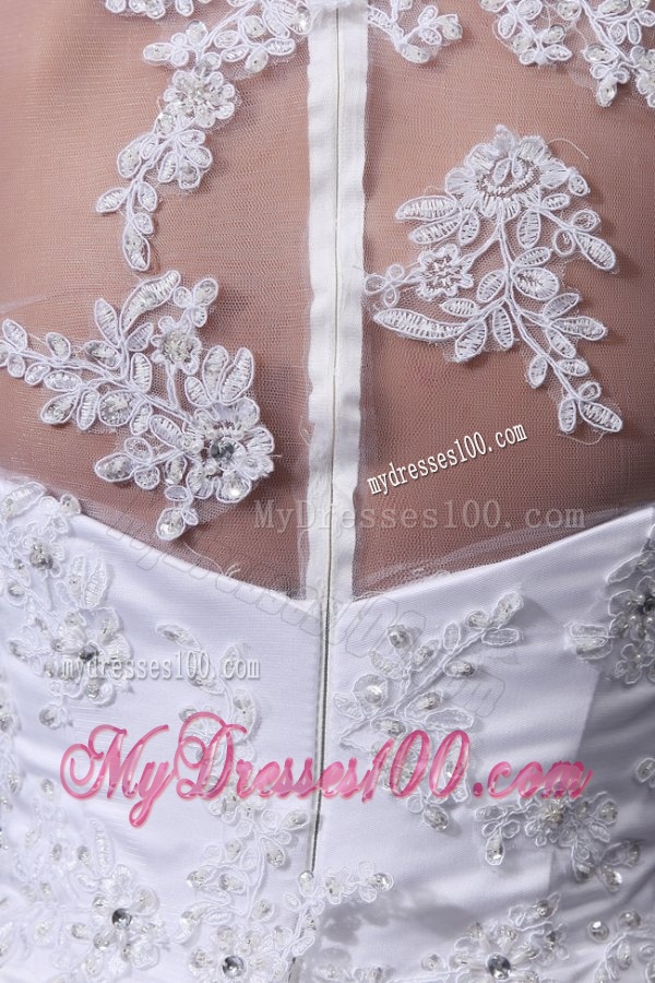 A-Line V-Neck Appliques 2016 Wedding Dress with Long Sleeves