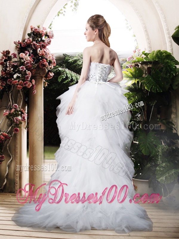 Beautiful High Low Sweetheart Wedding Dresses with Beading and Ruffles