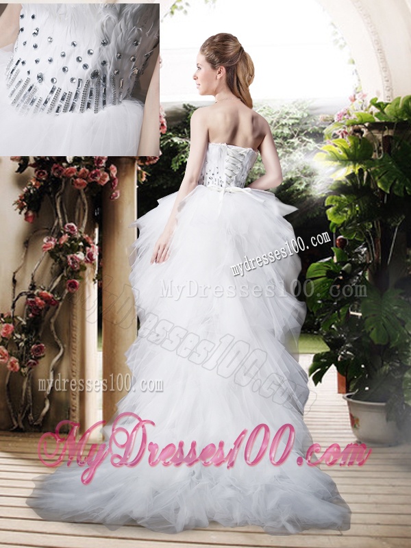 Beautiful High Low Sweetheart Wedding Dresses with Beading and Ruffles