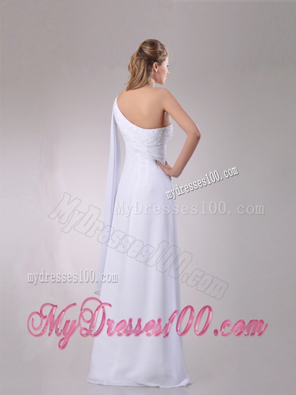 Classical Chiffon Watteau Train One Shoulder Wedding Dress with Beading