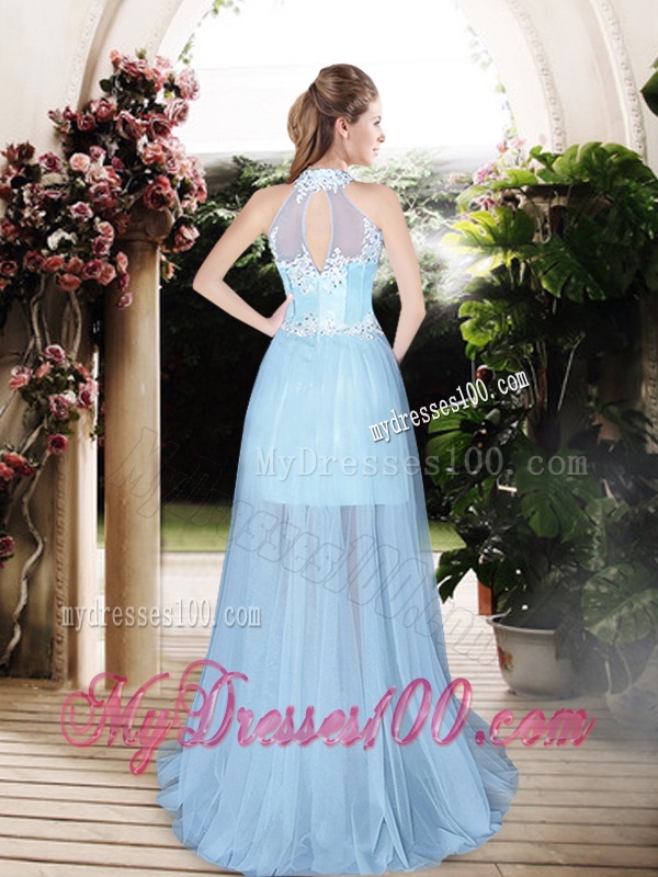 Classical Halter Top Empire Wedding Dresses with Appliques and Beading
