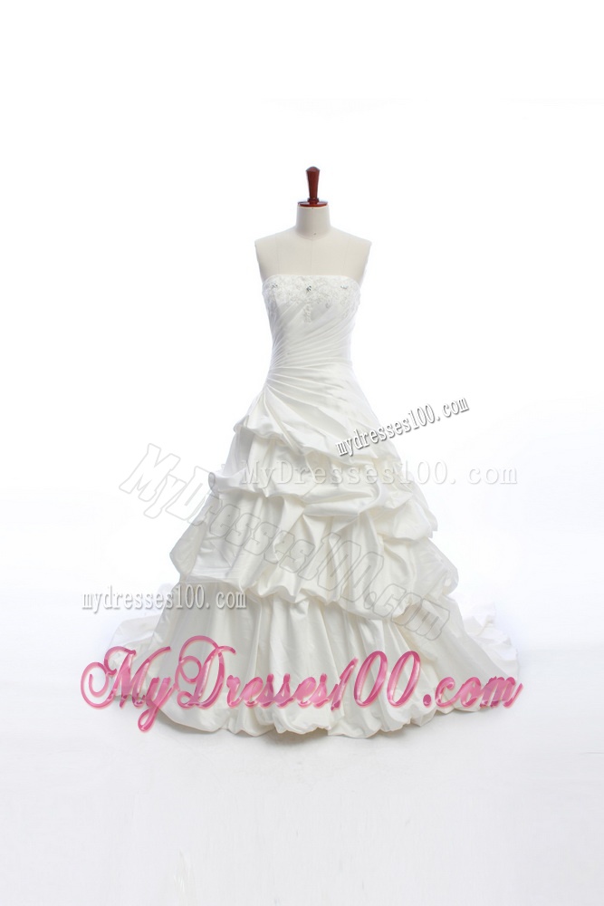 Elegant A Line Strapless Wedding Dresses with Pick Ups for 2016