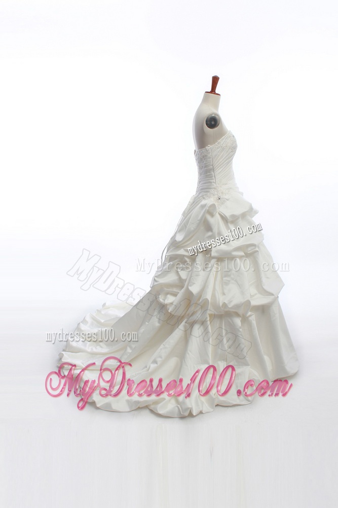 Elegant A Line Strapless Wedding Dresses with Pick Ups for 2016