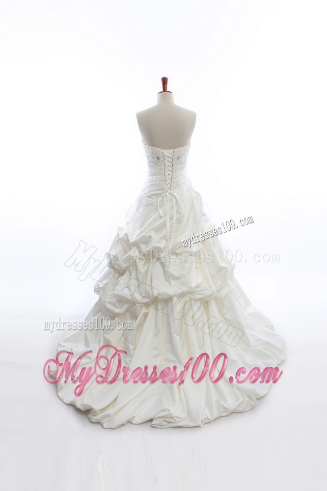Elegant A Line Strapless Wedding Dresses with Pick Ups for 2016