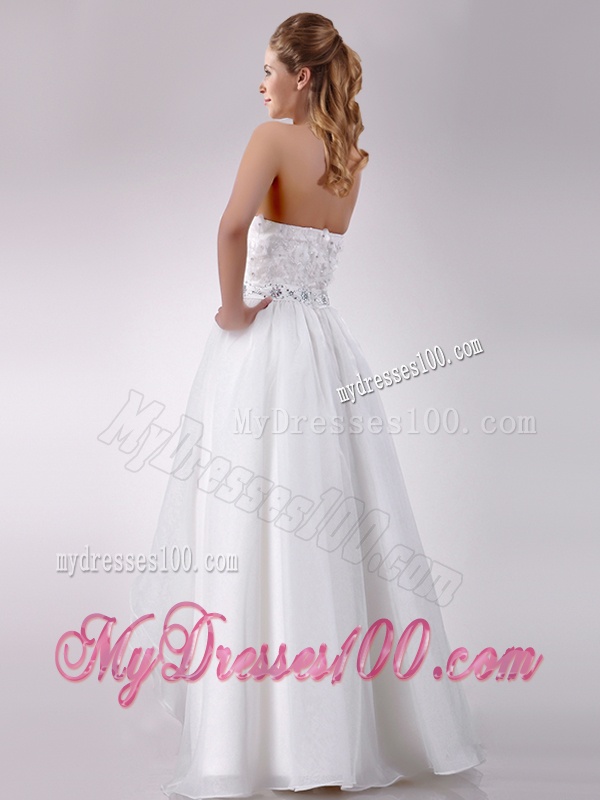 Fashionable High Low Organza Wedding Dress with Beading