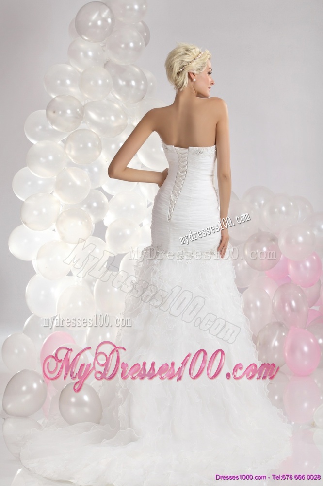 Feminine Sweetheart Wedding Dress with Appliques and Ruffles for 2016