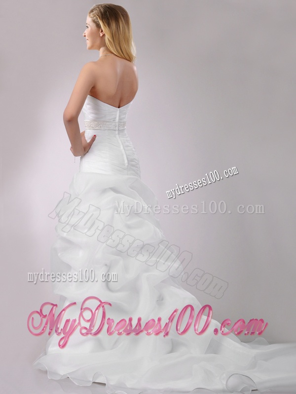 Mermaid Sweetheart Beaded Decorate Waist Brush Train Wedding Dresses