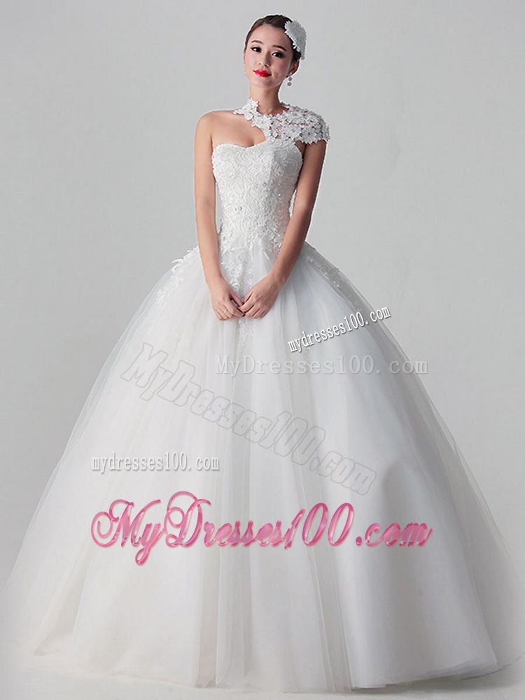 New Style 2016 Lace Long White Wedding Dresses in Tulle