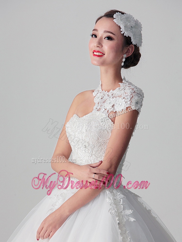 New Style 2016 Lace Long White Wedding Dresses in Tulle