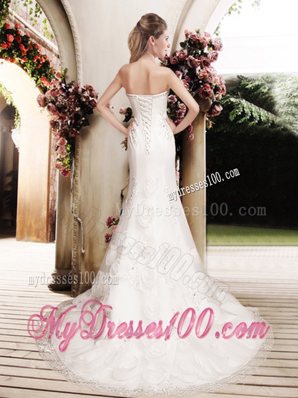 Perfect Column Beading Wedding Dresses with Brush Train