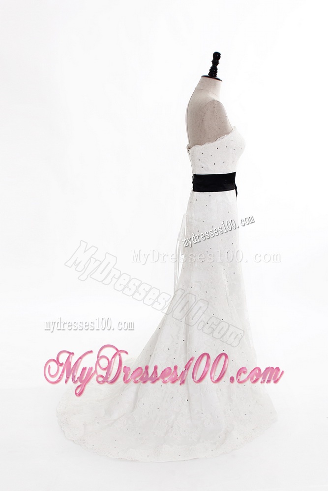 Perfect Column Strapless Wedding Dresses with Beading and Belt