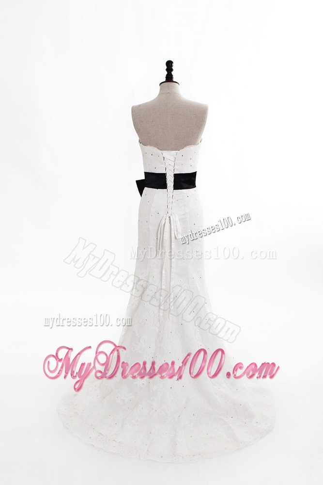 Perfect Column Strapless Wedding Dresses with Beading and Belt