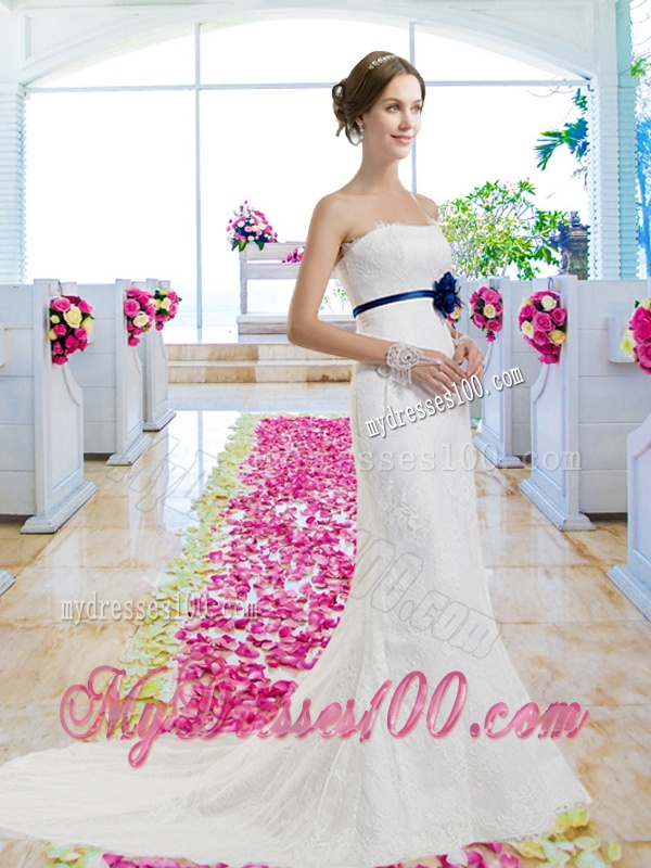 Pretty 2016 Column Laced Wedding Dresses with Lace