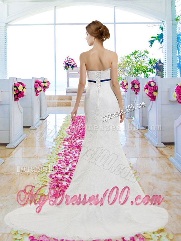 Pretty 2016 Column Laced Wedding Dresses with Lace