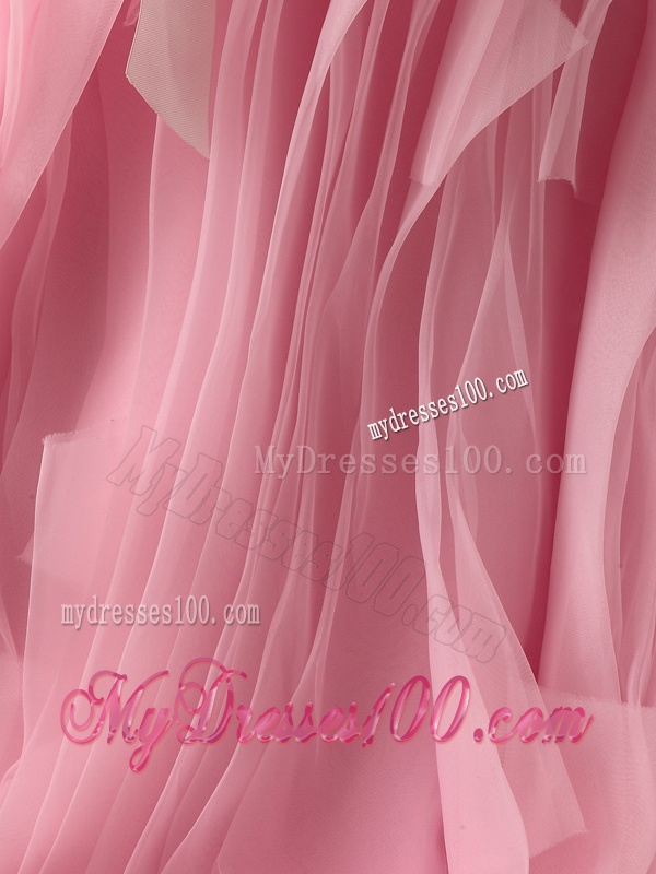 Remarkable Baby Pink Wedding Dresses with Rolling Flowers and Bowknot
