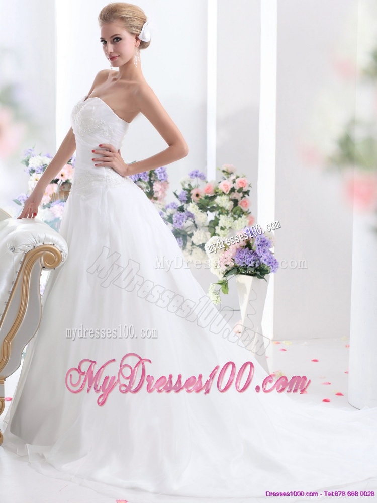 Sophisticated 2016 Sweetheart Wedding Dress with Ruching and Beading