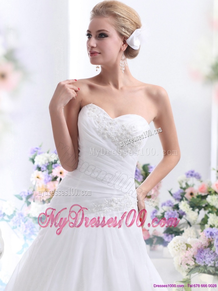 Sophisticated 2016 Sweetheart Wedding Dress with Ruching and Beading