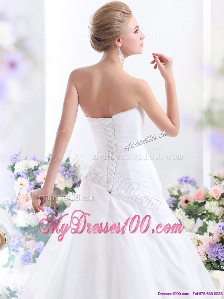 Sophisticated 2016 Sweetheart Wedding Dress with Ruching and Beading