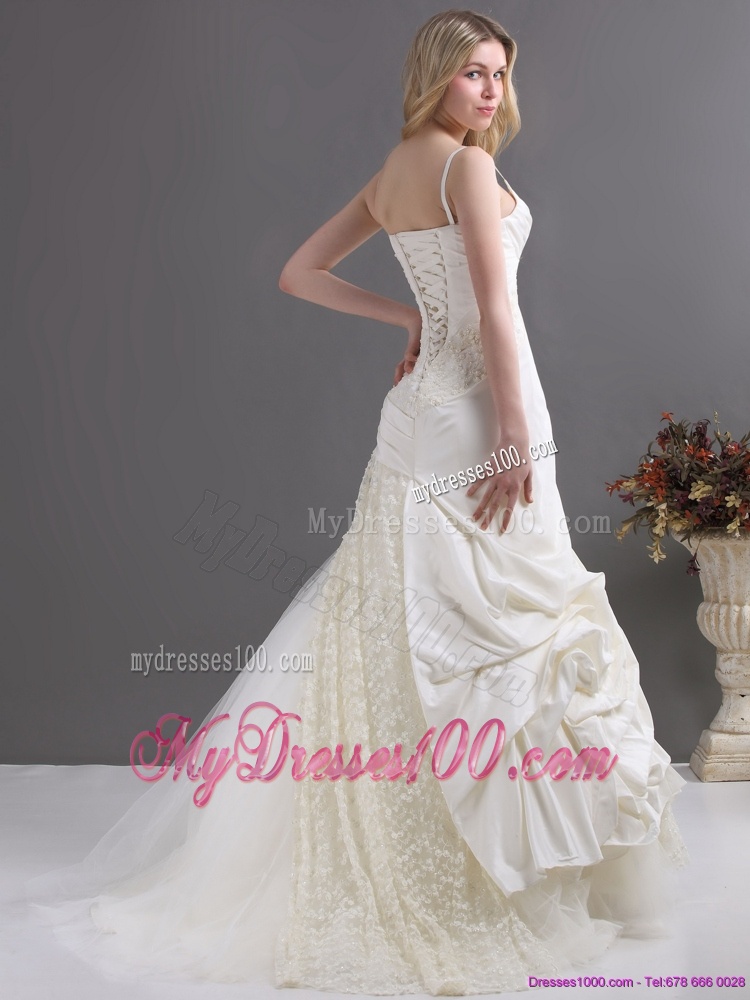 Sophisticated A Line Wedding Dress with Ruching and Lace for 2016