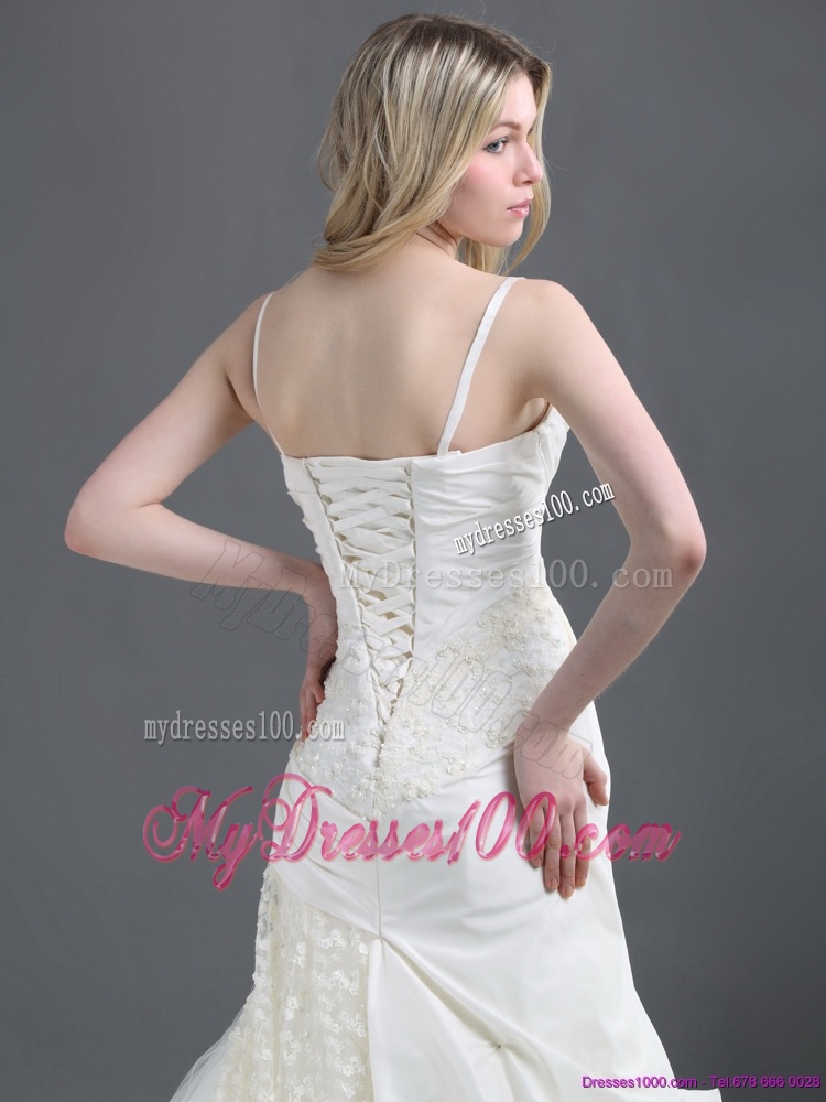 Sophisticated A Line Wedding Dress with Ruching and Lace for 2016