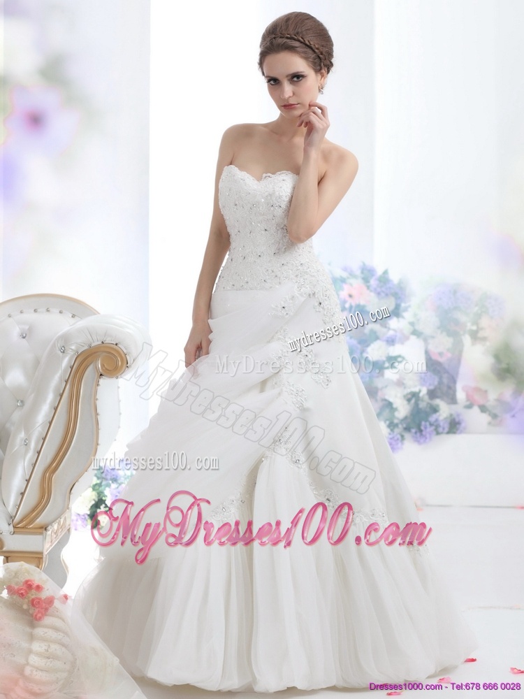 Strapless Ruffles and Beading White Bridal Gowns for 2016