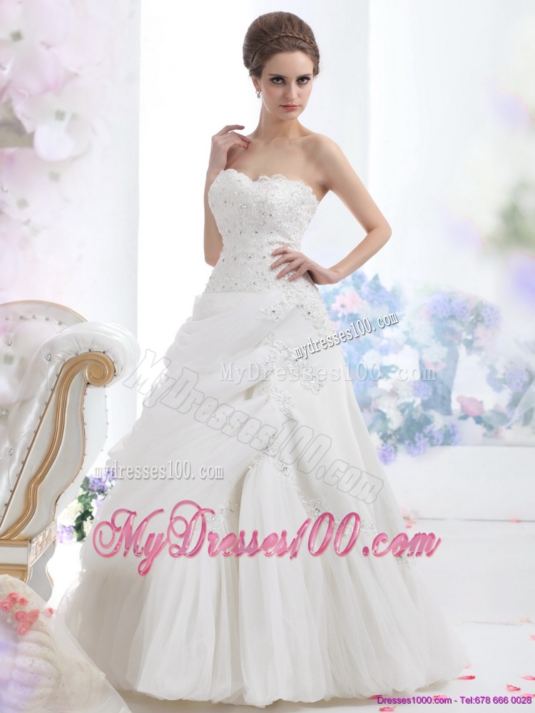 Strapless Ruffles and Beading White Bridal Gowns for 2016