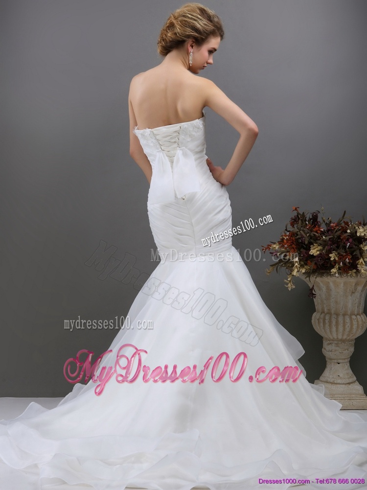Sturning 2016 Strapless Wedding Dress with Brush Train