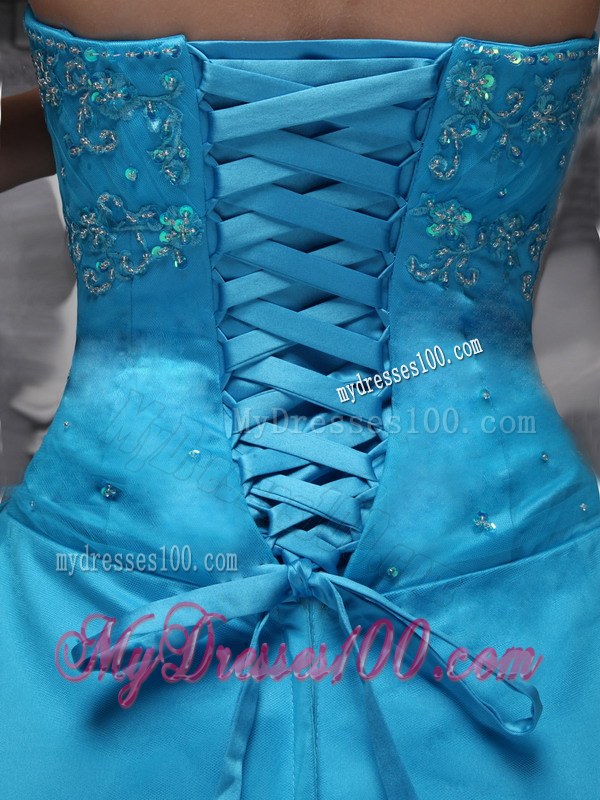 Sweetheart Strapless Floor-length Sweet Sixteen Dresses in Blue