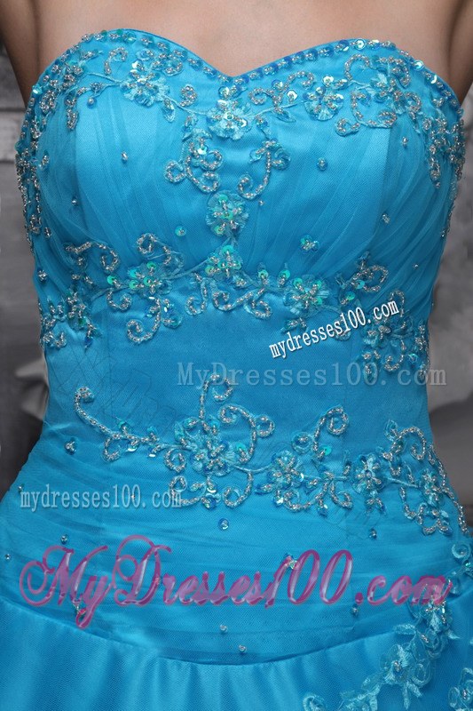 Sweetheart Strapless Floor-length Sweet Sixteen Dresses in Blue