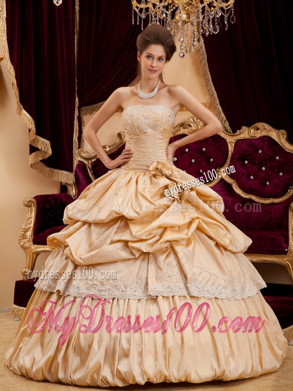 Light Yellow Strapless Ruching Taffeta Sweet sixteen dresses