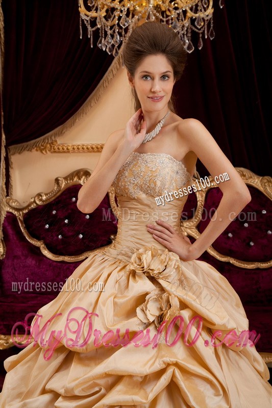Light Yellow Strapless Ruching Taffeta Sweet sixteen dresses
