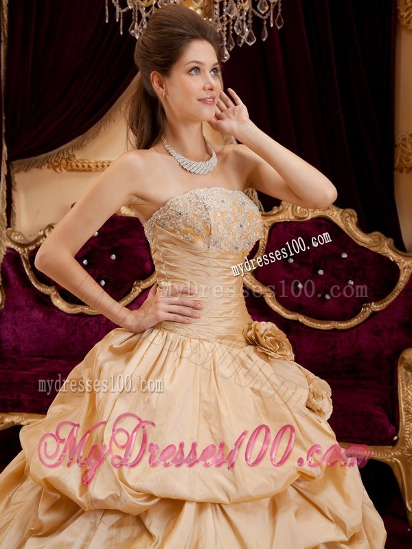 Light Yellow Strapless Ruching Taffeta Sweet sixteen dresses