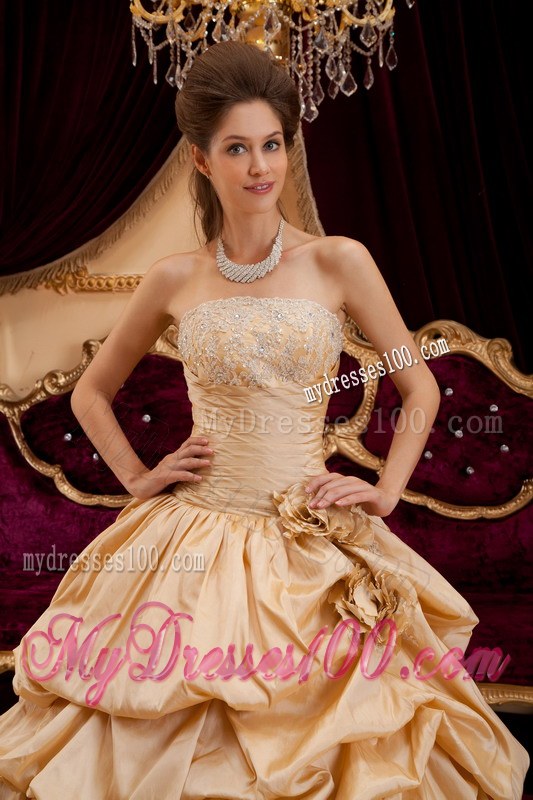 Light Yellow Strapless Ruching Taffeta Sweet sixteen dresses