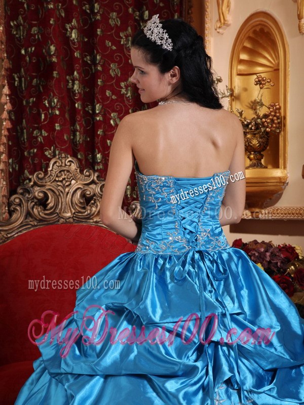 Layered Ruffles Blue Quinceanera Dresses Embroidery with Beading