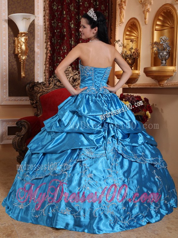 Layered Ruffles Blue Quinceanera Dresses Embroidery with Beading