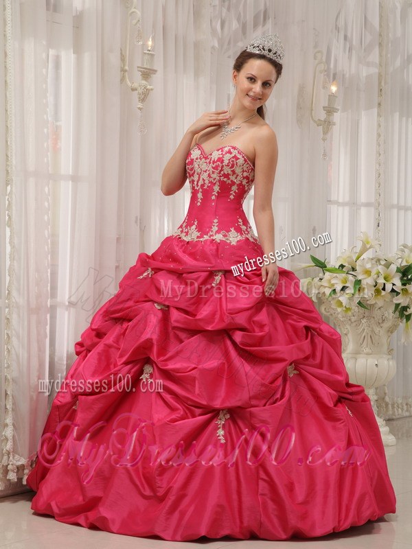 Sweetheart Floor-length Ball Gown for Sweet 16 Taffeta Appliques