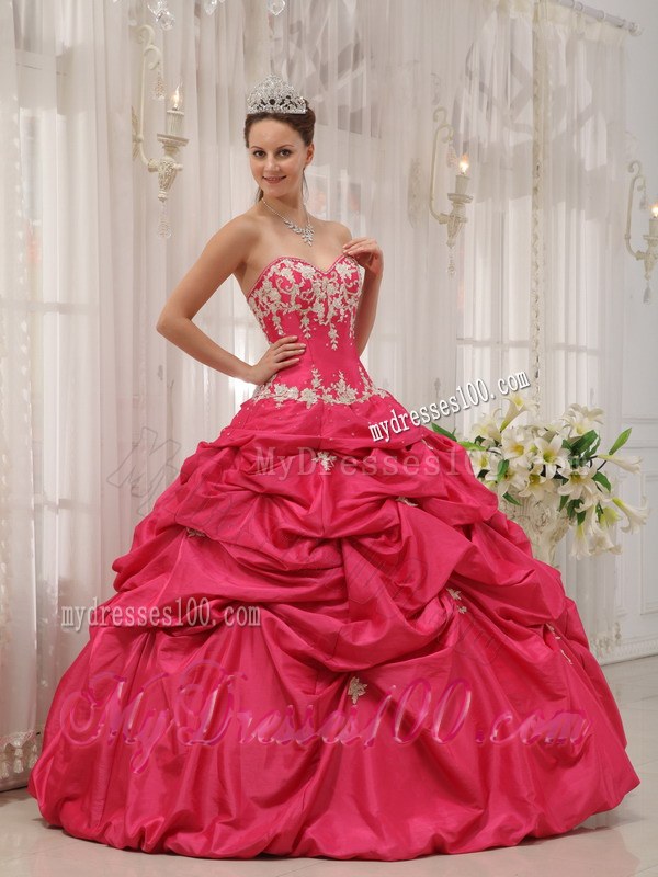 Sweetheart Floor-length Ball Gown for Sweet 16 Taffeta Appliques