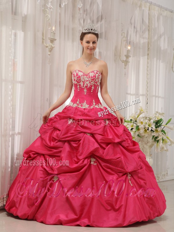 Sweetheart Floor-length Ball Gown for Sweet 16 Taffeta Appliques