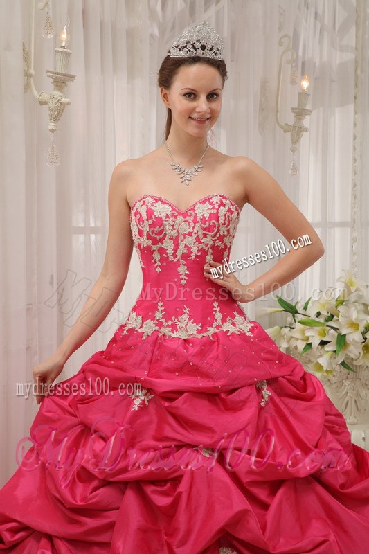 Sweetheart Floor-length Ball Gown for Sweet 16 Taffeta Appliques