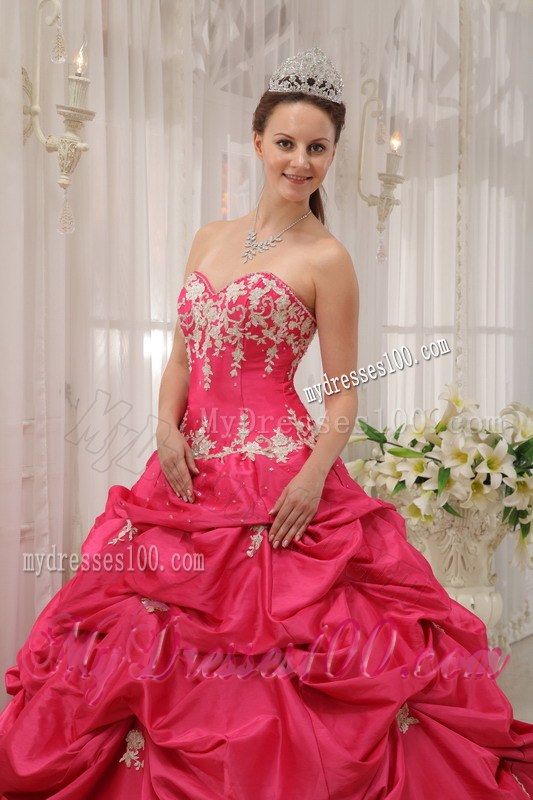 Sweetheart Floor-length Ball Gown for Sweet 16 Taffeta Appliques