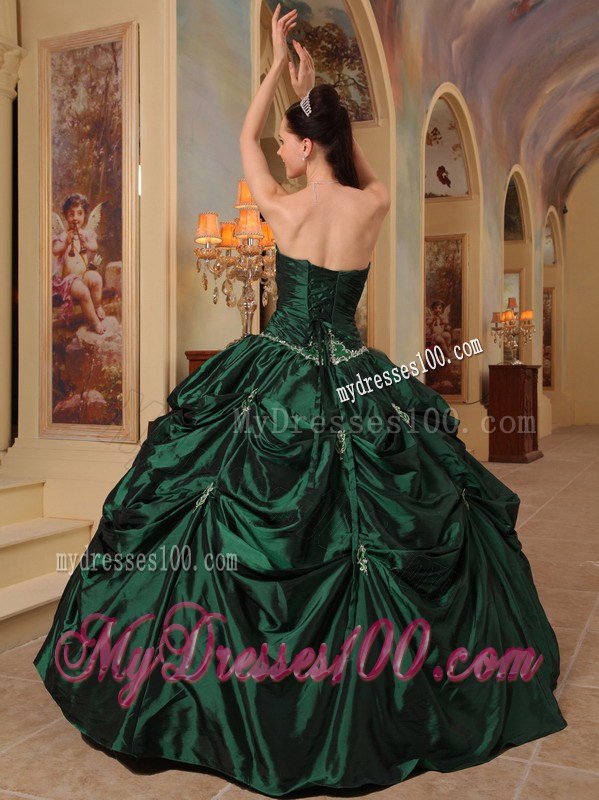 Pick-ups Hunter Green Quinceanera Dresses Strapless Taffeta Beading