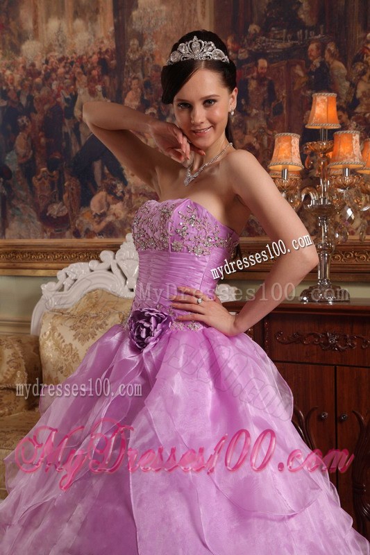 Lavender Beaded Strapless Floor-length Layered Quinceanera Dresses