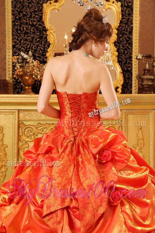 Popular Ball Gown Strapless Floor-length Taffeta Handle Flowers 