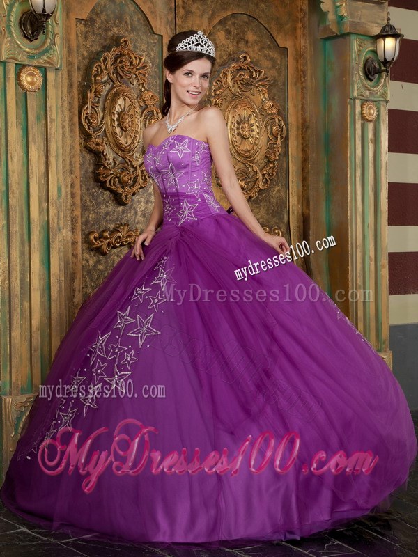 Fitted Sweetheart Quinceanera Gowns Purple Floor-length Appliques