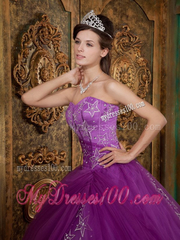 Fitted Sweetheart Quinceanera Gowns Purple Floor-length Appliques