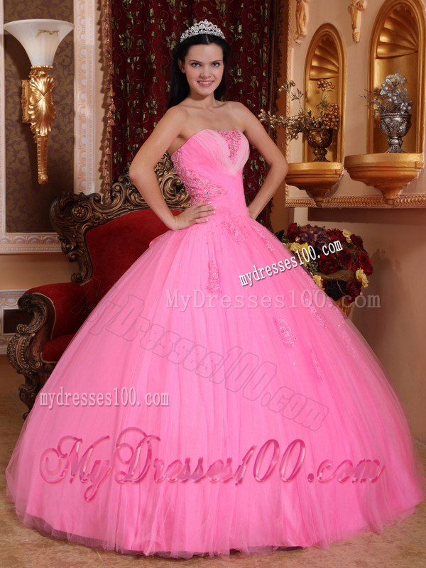 Strapless Pleated Pink Beading Ball Gown for Sweet 16 with Lace up